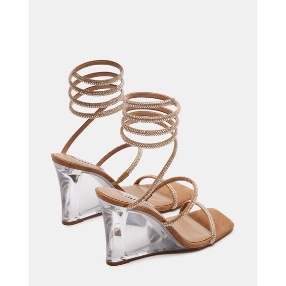 STEVE MADDEN Runway Rhinestone Lucite Wedges Sandals Sz 8 NEW New in box - Picture 3 of 4